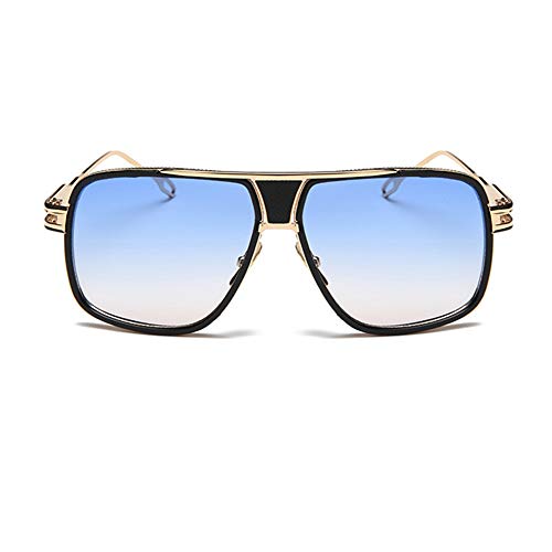 Dollger Sunglasses for Men Oversize Classic Black Shades Goggle Retro Gold Alloy Frame Sun Glasses