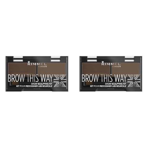 Rimmel London Brow This Way Eyebrow Sculpting Kit #002 - Mid Brown (Pack of 2)