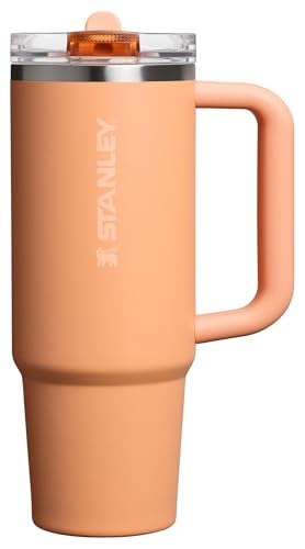 Stanley Quencher H2.0 Tumbler with Handle and Straw 30 oz | Flowstate 3-Position Lid | Cup Holder Compatible for Travel | Insulated Stainless Steel Cup | BPA-Free | Apricot
