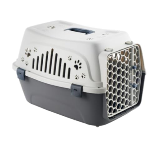 Tuyiutm ペット航空会社ボックス犬猫手持ちチェックインボックス輸送ボックスウサギケージペットポータブルバッグ犬ポータブルバッグ旅行ファッション小型犬防災用品家散歩プラスチック (ベージュ色,46*33*31cm)
