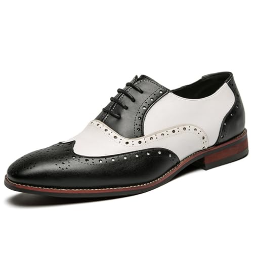 Men’s Modern Fashion Oxfords Dress Shoes, Round Toe Lace-up Comfort Brogue Dress Shoes Casual Business Work