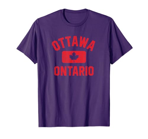 Ottawa Ontario Gym Style Distressed Red Print T-Shirt