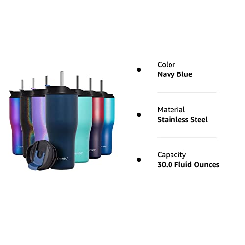 Civago 30 Oz Tumbler With Straw And Lid (2-In-1 Lid), Stainless Steel Insulated Vacuum Coffee Tumbler Cup, Double Wall Leakproof Travel Mug, Navy Blue #TOP6