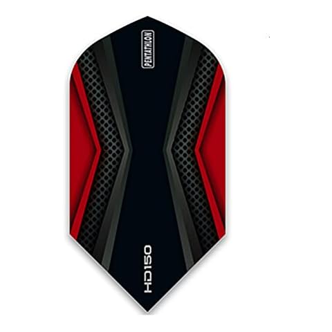 US Darts 3 Sets Slim Pentathlon HD150 RED/Black Dart Flights - 150 Micron, Ex-Tough Cover