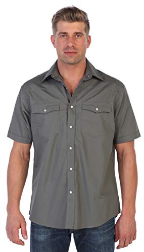 Gioberti Mens Casual Western Solid Short Sleeve Shirt with Pearl Snaps