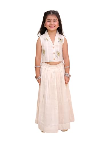Image of The Mom Store Girls Skirt Lehenga Set | Traditional Stylish Dress For Kids Girls | Baby Lehenga Set For Girls | Elastication At Waistband | For Festivals Weddings & Special Occasions