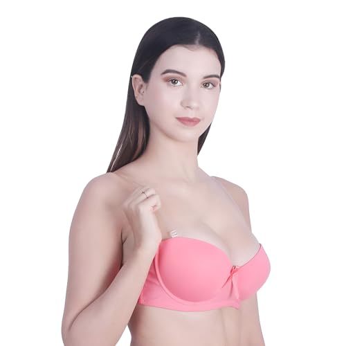 Image of Women's Balconette Bra Transparent Strapless Backless Invisible Clear Back Underwire Pushup Padded Bra Cups Demi