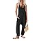 Ekouaer Womens Jumpsuits Casual Summer Rompers Sleeveless Loose Baggy Overalls Jumpers with Pockets 2024 Clothes Black S