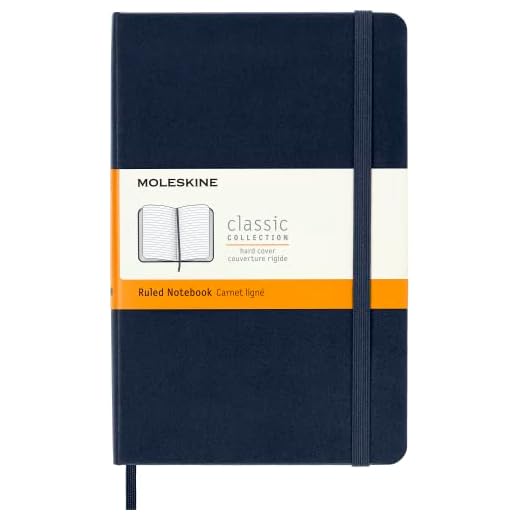 Moleskine - Cuaderno Clásico con Hojas Rayadas, Tapa Dura y Cierre Elástico, Color Azul Zafiro, Tamaño Medio 11.5 x 18 cm, 208 Hojas