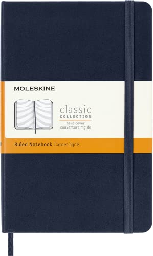 Moleskine - Cuaderno Medium Tapa Dura Hojas Rayadas Classic Azul En Oferta Moleskine - Cuaderno Clásico Con Hojas Rayadas, Tapa Dura Y Cierre Elástico, Color Azul Zafiro, Tamaño Medio 11.5 X 18 Cm, 208 Hojas