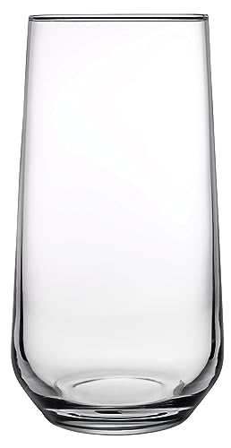 Pasabahce Allegra - Juego de 6 vasos de agua (470 ml) (Highball), cristal, transparente, reciclable, apto para lavavajillas, incluye caja de regalo