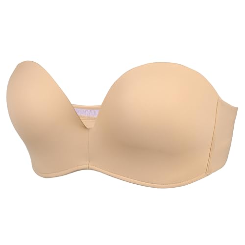 No Strap Wing Invisible Bras for Women Nowire Bra(Beige,36B)