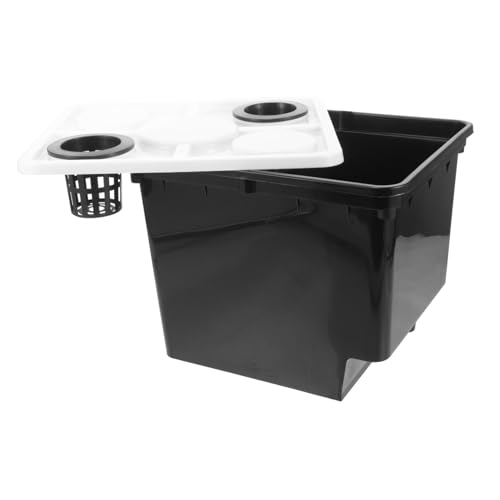 BAZEITFLOW Seau De Culture Hors-Sol Hydroponique pour Légumes Et Fruits – Noir, Plastique Solide 20l 2 Trous Et Panier Intégré – Serrage en Baril sans Terre pour Jardinage Balcon Et Serrage