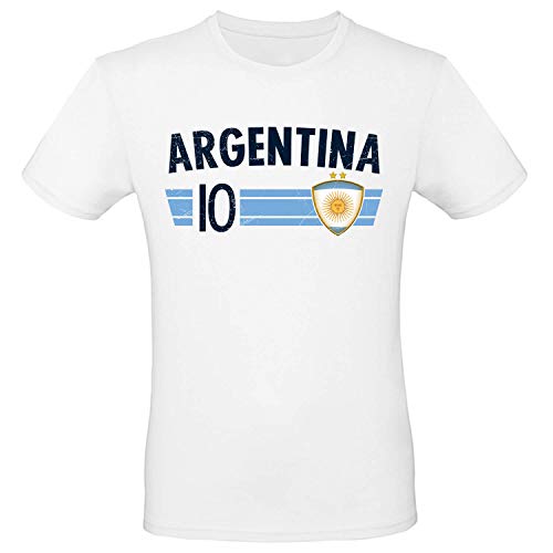 Shirt-Panda Fußball WM T-Shirt · Fan Artikel · Nummer 10 · Passend zur Weltmeisterschaft · Nationalmannschaft Länder Trikot Jersey für 2022 · Herren Damen Kinder · Argentinien Argentina S