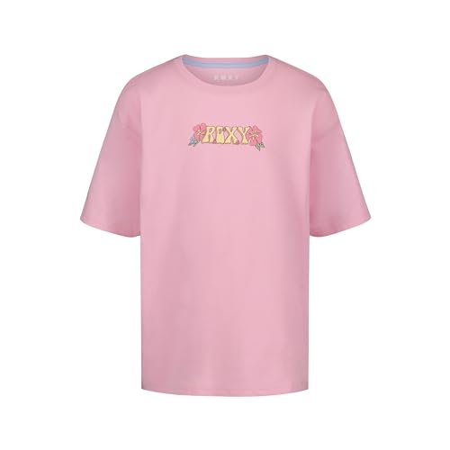 Image of Roxy Girls' Short Sleeve Oversized Fit Logo Tee, Crew Neck Graphic T-Shirt, Soft & Comfortable