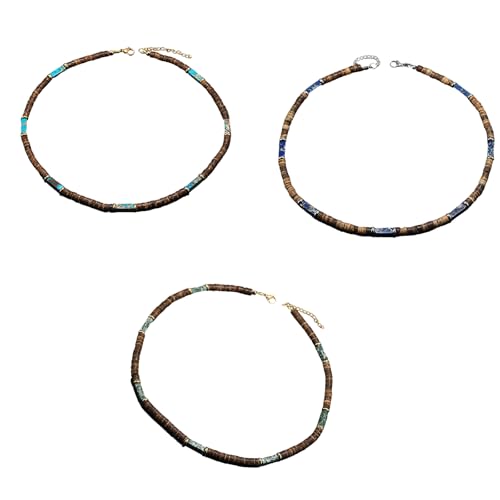 Coquilles de noix de brunes et perles sur un collier unique - 3