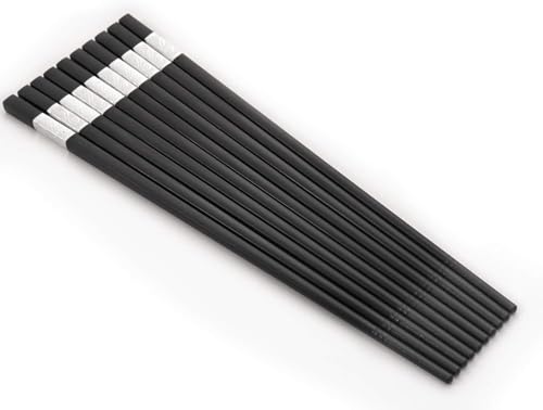 Image of HIWARE 10 Pairs Fiberglass Chopsticks - Reusable Chopsticks Dishwasher Safe, 9 1 /2 Inches - Silver