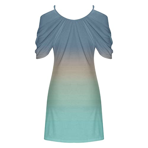 Vifucz Women Sleeve Dresses Gradient Dresses Homecoming Dresses for Women Crewneck Hawaiian Pleated Dresses3