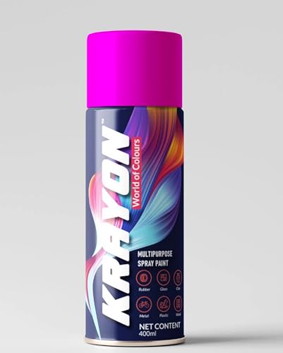 Image of BANNA Krayon Pink Acrylic Spray Paint 400 ml | Quick Dry Rust-Resistant Multi Surface Aerosol Spray Paint for Metal, Wood, Plastic, Glass, Furniture & DIY Projects