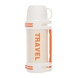Shreedhar Impex 1200ML Stainless Steel Travel Thermos – Vacuum Insulated Flask with Cup & Strap – Leakproof Hot & Cold Water Bottle for Hiking, Camping & Travel (White-2)