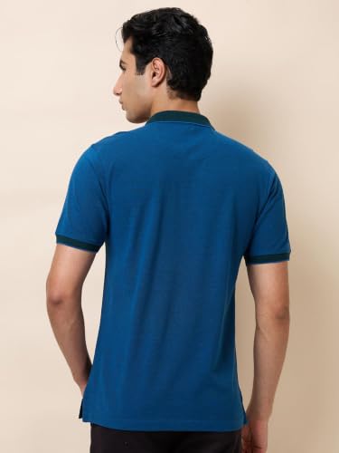 Image of Raymond Men Modern Fit Solid Pattern Pure Cotton Polo Neck Half Sleeve Casual T-Shirt