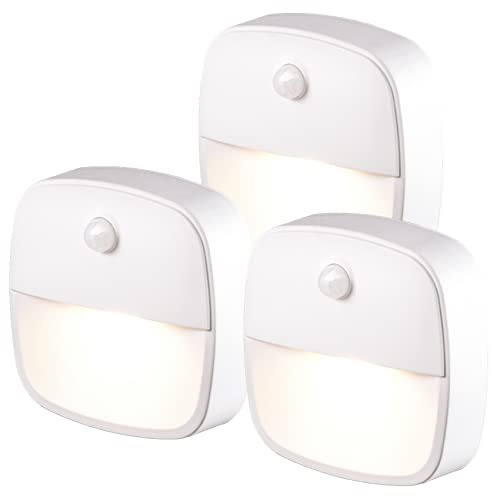 XVZ Lumiere Détecteur de Mouvement Interieur, 3 Pièces Veilleuse LED Pile, Veilleuse d'escalier Automatiquel Pour Couloir, Chambre, Lumière d'orientation(Blanc Chaud) Cover