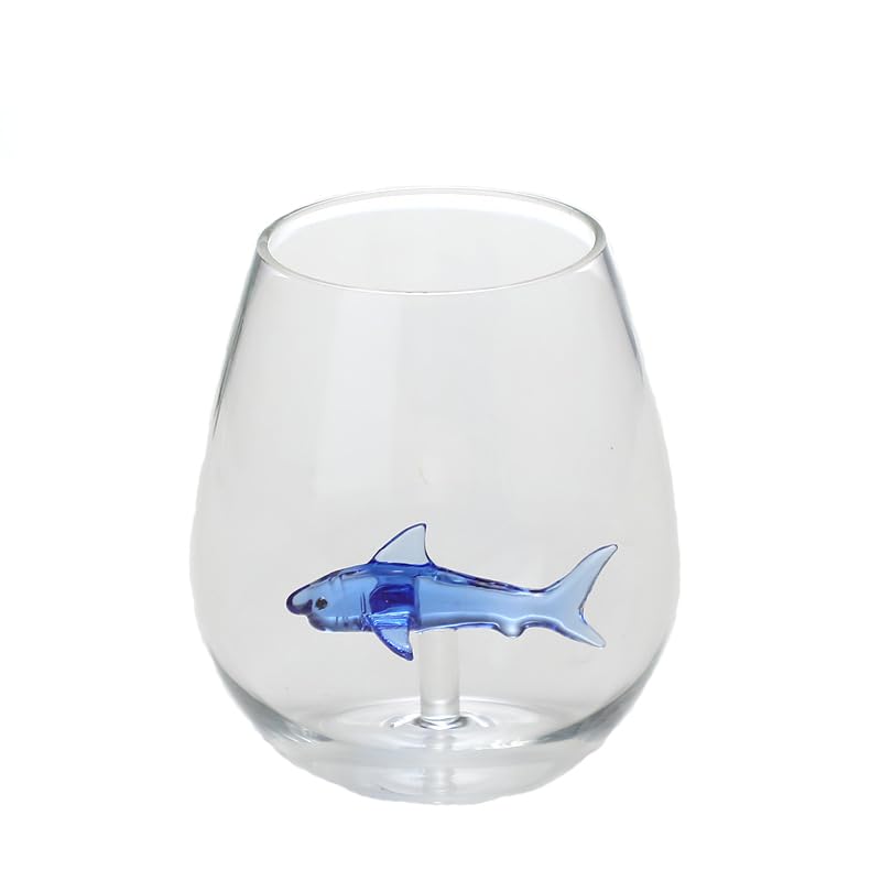 fiskenet Glass For Wine 3D Plant 1pc Animal Tumblers Water Glasses Barware (shark)
