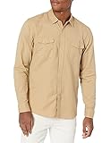 Goodthreads Men's Slim-Fit Long-Sleeve Ripstop Dobby Shirt, Khaki, Large