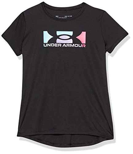 [アンダーアーマー] ガールズシャツ・ブラウズ UA Tech Solid Square Big Logo SS Black/Fresco Blue/Black YM