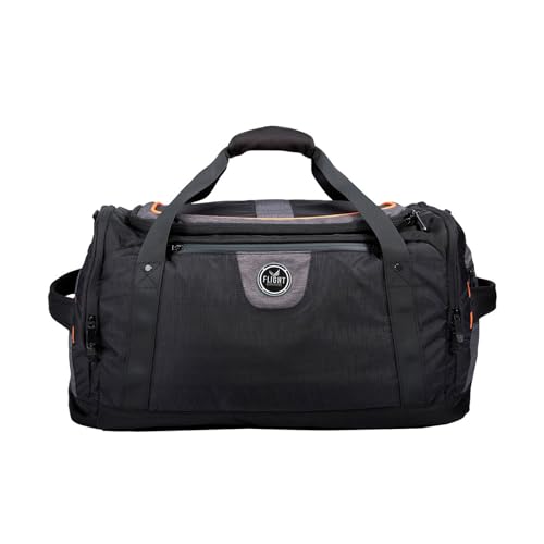 FLIGHT OUTFITTERS Crew Duffel Bag for Men & Women - Durable Versatile Hand/Shoulder Carry Travel Bag with Multiple Pockets, Black/Gray