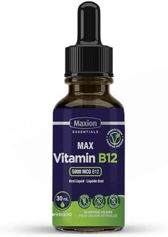 Maxion Vitamin B12 5000 mcg to Help Produce Red Blood Cells and Boost Energy, Supports Cognitive Function, Improved Memory, and the Immune System, Cherry Flavour, 30ml