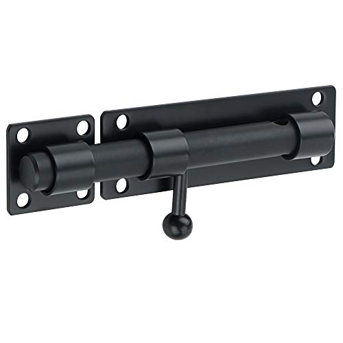 Alise Slide Bolt Gate Latch,Padlock Latches Heavy Duty Barrel Bolts Safety Door Lock,Double Sided Gate Hardware for Fence Gate,MS8000-B Solid SUS304 Stainless Steel Black Latches