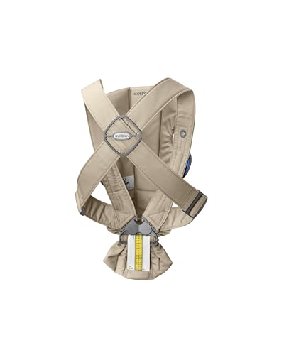 BabyBjörn Baby Carrier Mini, Beige, Woven | Newborn Carrier (7-25 lbs), Ergonomic, Easy-to-Use