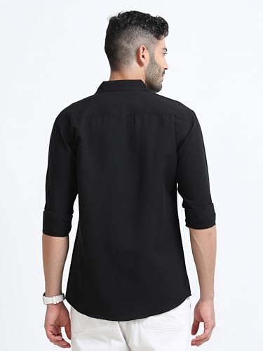 Image of Men's Solid Casual Shirt, Cotton Blend, Regular Fit, Spread Collar, Full Sleeve, Button Closure Perfect for Casual & Office Wear