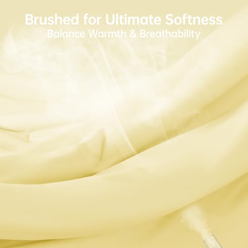 Image of MUXHOMO Oversized King Comforter Set, Lightweight Down Alternative Bed Set | All Season 3 Piece Bedding Set,Ultra Soft Down Alternative,Includes 1 Comforter 120x98 and 2 Pillow Shams 20x36,Cream Yellow