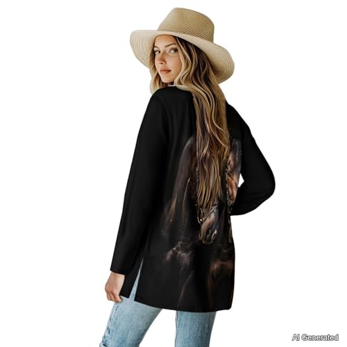 Image of Women's Lightweight Cardigans with Pockets Trendy Long Sleeve Open Front Cardigan Casual Tops Jackets Fall Oufits S-2XL
