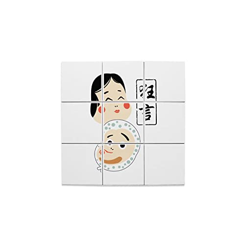 Carreaux céramique décoratifs d'Asie pour salon et cuisine | Fresque murale Kyogen 32,4x32,4 cm