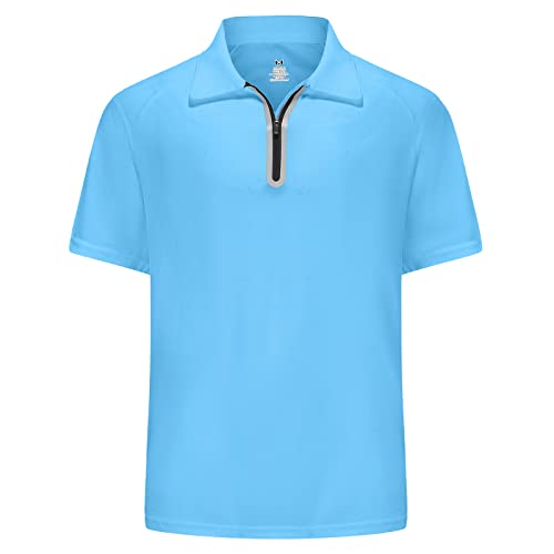 Mens Polo Shirts Lightweight Sun Protectionupf50+ Quick Dry Golf Polo Shirt For Men Light Blue-4Xl #TOP30