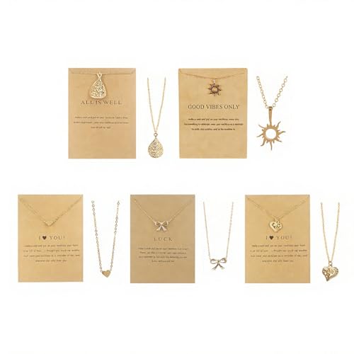 Image of Zibuyu 5PC Pendant Necklace Set for Women&Girls Stylish, Alloy Adjustable Chains Versatile Chic Jewelry Set Gifts for Girls