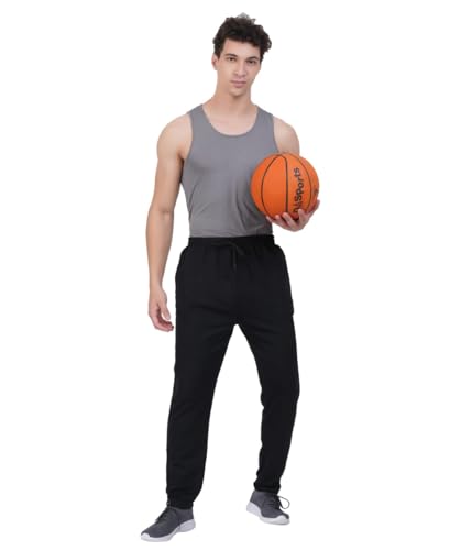 Image of RUGAN Men's Cotton Track Pants Regular Fit | Sports Gym Joggers Lower with Dual Zipper Pockets