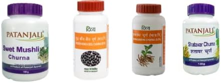 Patanjali Ayurveda Shatavar, Swet Mushli, Ashwagandha & Konch beej Churna Shuddh Combo, 100gm each