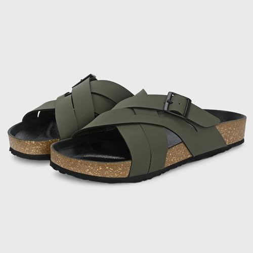 Image of Centrino Mens Cushion Sliders /Slippers|Berkin-Style Slip-On Sandals | Open Toe Design | Soft PU Footbed | Lightweight & Comfortable | Arch Support | On-Grip Sole | Casual Outdoor Wear (6868)
