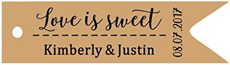 100 PCS Love is Sweet Customized Hang Tags Personalized Wedding Favor Gift Paper Tag
