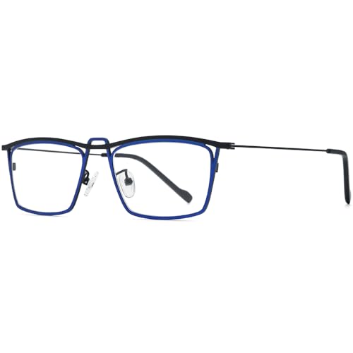 Image of FONEX Pure Titanium Glasses Frame Men Square Magnet Clip On Eyeglasses with Polarized Lens