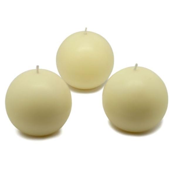 CBZ-047-6 3 in. Ball Candles, Ivory - 36 Piece