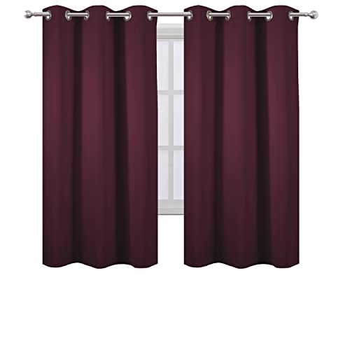 Image of LEMOMO Burgundy Red Blackout Curtains 42 x 63 Inch Length /Set of 2 Curtain Panels /Thermal Insulated Room Darkening Blackout Curtains for Bedroom