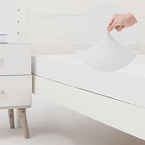 N&Y HOME Cot Size Fitted Sheet Only - 4-Way Stretch Jersey Knit & Snug Fit for Bunk Beds, Camping & RV, Sizes as 25x75, 28x75, 30x75 & 32x75, No Slipping, Soft & Comfortable - White, Bunk/Cot Twin