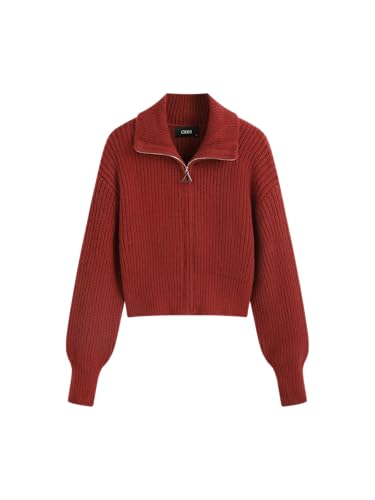Image of CIDER Zip Up Cardigans for Women Fall Trendy Long Sleeve Chunky Cardigan Knit Open Front Collared Zipper Cardigan