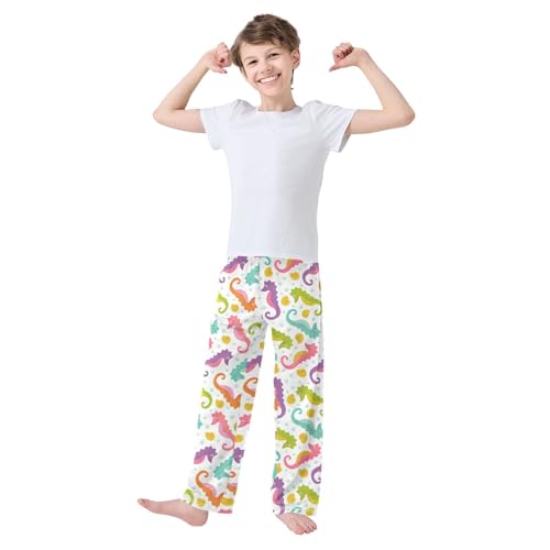 ZZXXB Colorful Hippocampus Boys Long Pants Soft Trousers Elastic Waist Kids Lounge Bottoms with Pockets S-XL2