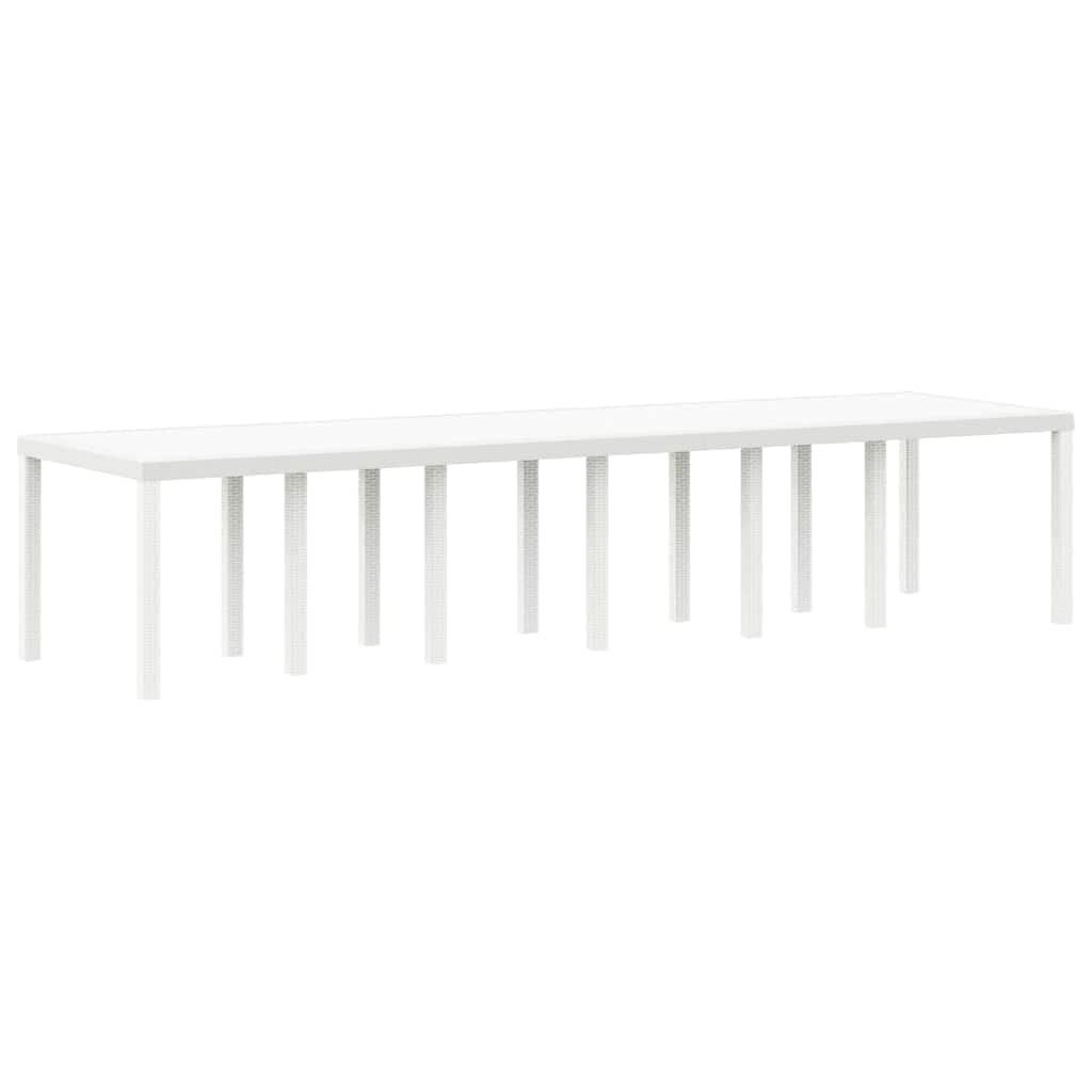 vidaXL Tuinstafel Wit 350 x 100 x 74 cm poly rattan | Deze mooie tafel geeft je buitenruimte een trendy vibe, Je kunt 'm makkelijk uitbreiden voor meer gasten,